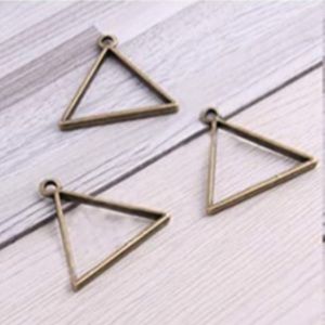 BRONZE Triangle Open Bezel Alloy Pendant Zinc
